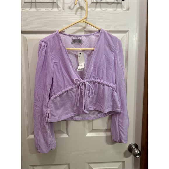 Urban Outfitters Tops - NWT Urban Outfitters Drew Velvet Tie-Waist Top Lavender Women's S